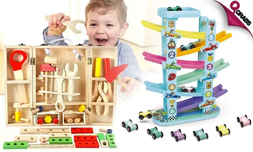 Ramp Racer & Wooden Toolbox for Kids!